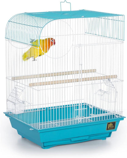 Rustic Retreat Top Bird Cage with Durable Metal Construction, Spacious Interior, and Convenient Top Access Teal/Flat Top