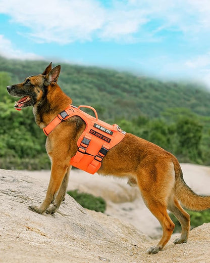 OneTigris Tactical Large Dog Harness, 5X Metal Buckled No Pull Service Dog Harness Vest with Hook & Loop Panels, Military Heavy Duty Dog Vest for Walking Hiking Training