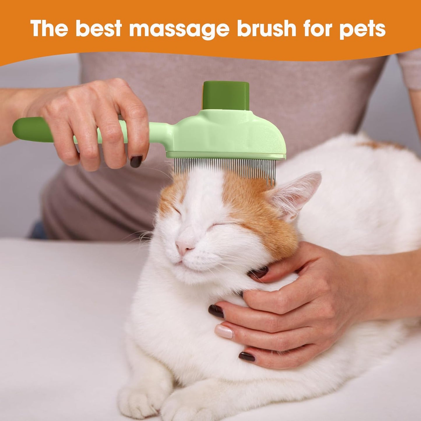 Cat Hair Brush & Dog Brush, Deshedding Brush for Long or Short Haired Pets, Removes Loose Fur, Durable Stainless Steel & ABS Design (green)