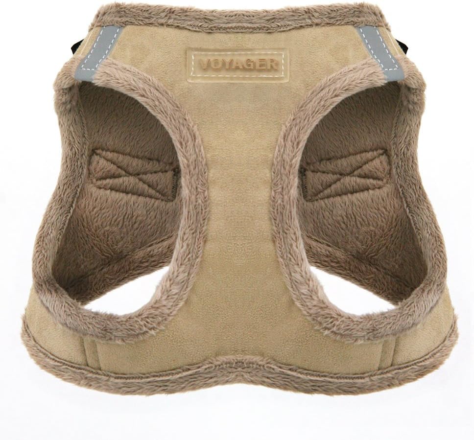 Voyager Step-In Plush Dog Harness – Soft Plush, Step In Vest Harness for Small and Medium Dogs by Best Pet Supplies - Harness (Latte Suede), XL (Chest: 20.5 - 23")