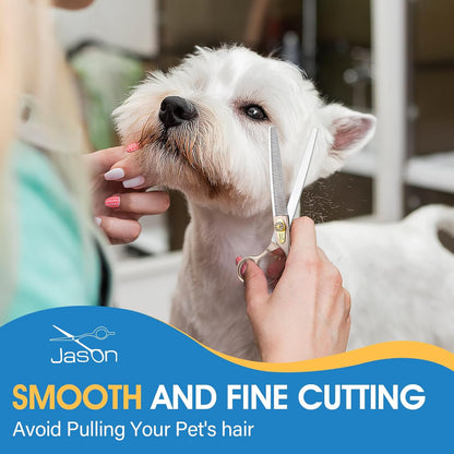 JASON 7.5" Dog Grooming Scissors - Professional Thinning Shear with 54 Teeth Japanese 440C Stainless Steel Blender Scissor for Dogs, Cats and Other Animals