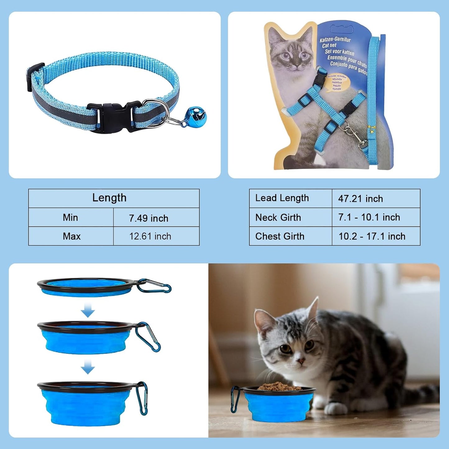 Cat Carrier Soft-Sided & Foldable Travel Litter Box for Cats, Fit for Pet Up to 20Lbs, 17.7' * 11.8 * 11.8 inches Cat Bag for Traveling & Camping, Indoor & Outdoor, Pet Carrier Kit - Blue