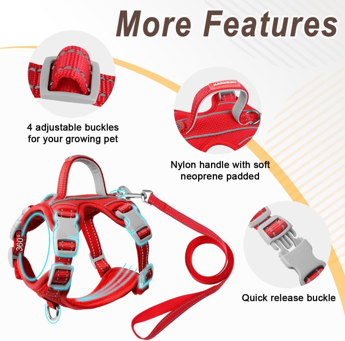 Cat Harness and Leash Set for Walking Escape Proof for Small Large cat Kitten Harness with ID tag Pocket (Red,S)