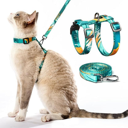 Cat Harness and Leash Set - Escape Proof Adjustable Cat Harness, Comfortable Soft Lightweight, Use Safe & Easy, Walking Travel Kitten Harness for Small Medium Large Cats (Green Cat Lady)
