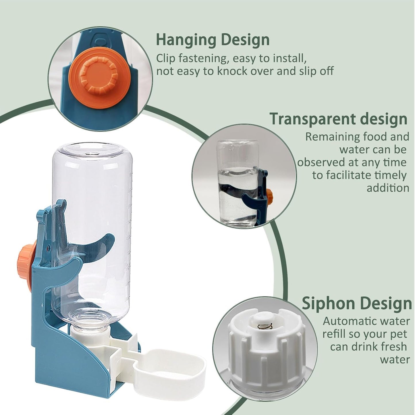 Automatic Bird Feeder for Cage, No Mess Automatic Bird Feeder Water Dispenser Set Acrylic Parrot Food Container Drinker Cage Accessories for Parakeet Canary Finch Cockatiel Lovebirds