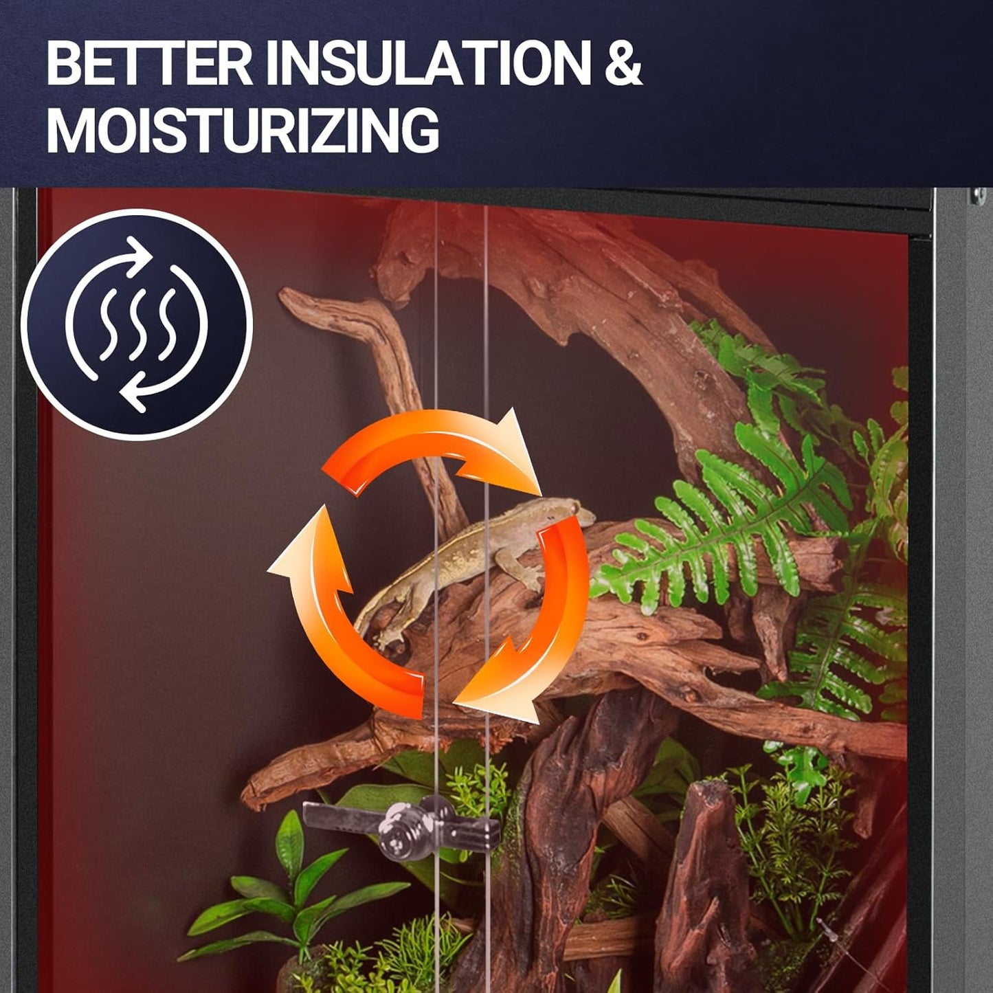 REPTI ZOO 30 Gallon PVC Tall Reptile Tank, 18x18x24 Reptile Terrarium for Frog Lizard Gecko Chameleon Snake, Tropical Rainforest Habitat Enclosure with Sliding Door & Top Screen Ventilation