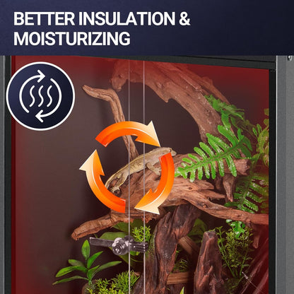 REPTI ZOO 20 Gallon PVC Reptile Terrarium, 24x18x12 inch Reptile Tank for Crested Gecko Leopard Gecko Snake Turtle Hermit Crab, Thermal Insulation Moisturizing