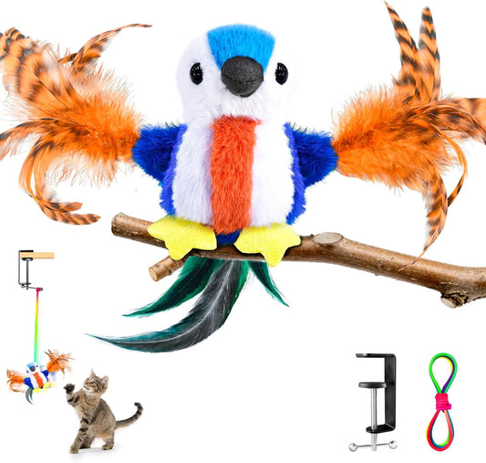 Interactive Cat Toys for Indoor Cats, Hanging Catnip Electric Kitten Toys - Automatic Flying Bird Cat Wand Toy for Bored Indoor with Timer Touch Start