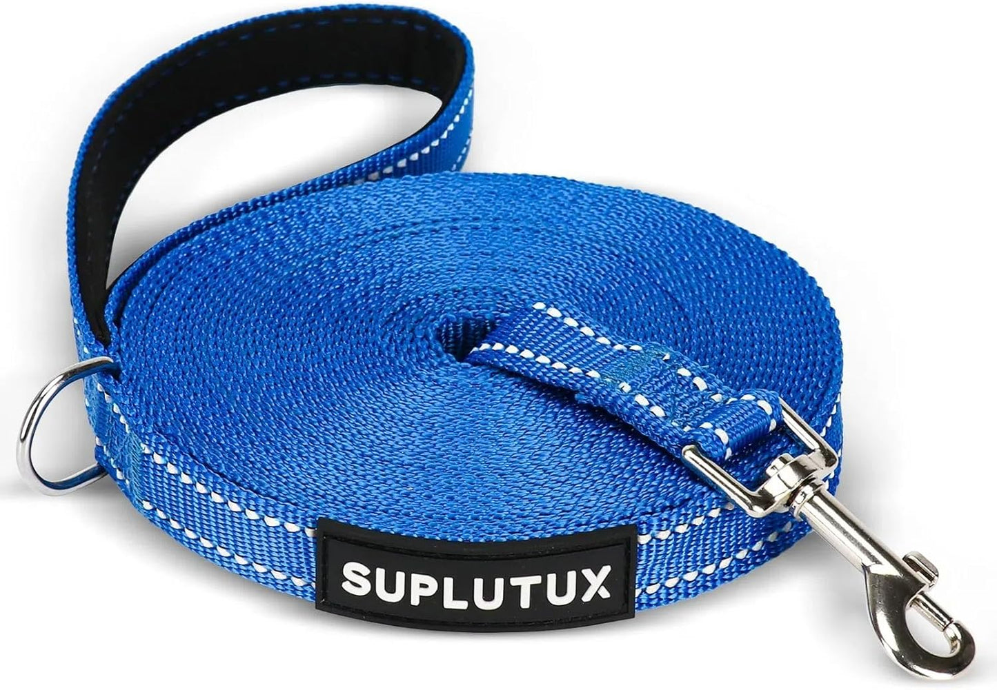 Reflective Dog Leash–10FT/16FT/30FT/50FT/100FT Durable Nylon Training Leash with Heavy-Duty Metal Clasp, High Visibility for Night Walking, Perfect for Small, Large Dogs (Blue, 30FT)