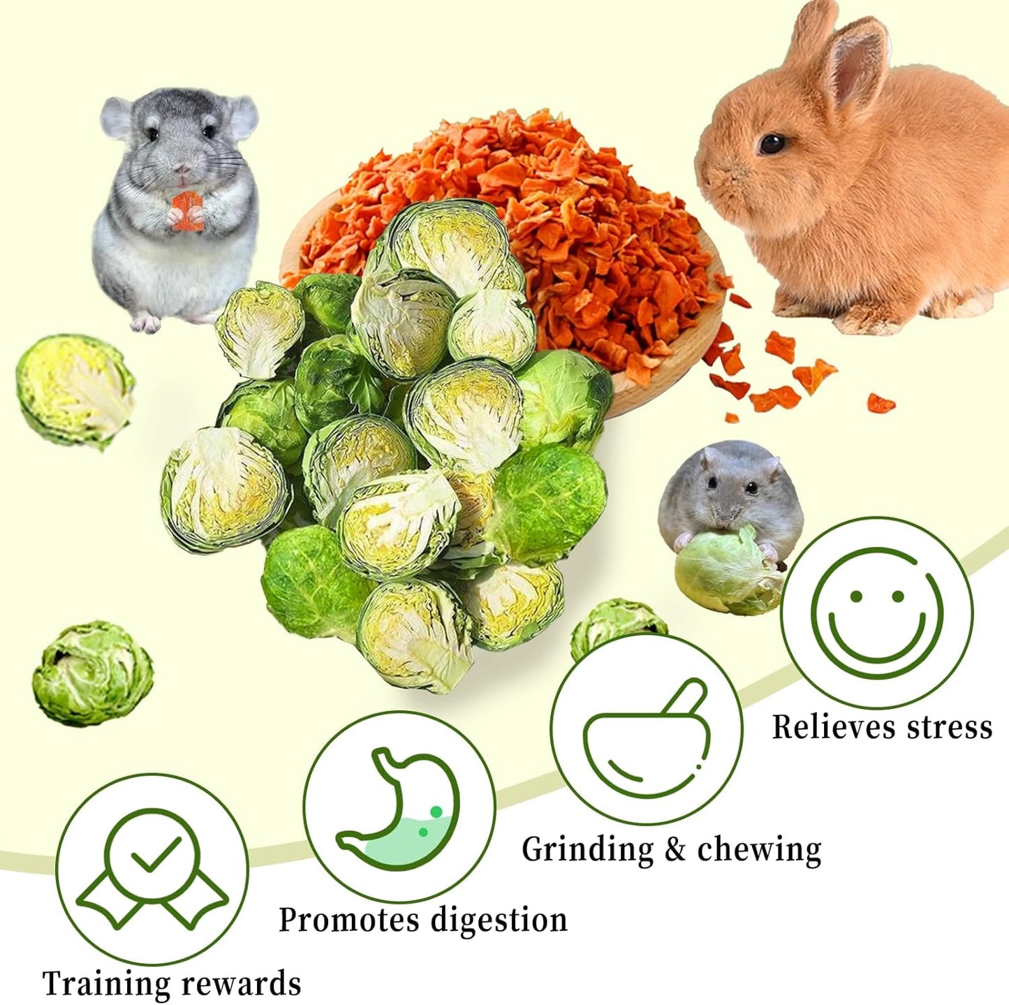 Hamiledyi Rabbit Treats Small Pets Chew Toys Bunnies Guinea Pigs Hamsters Chinchillas Rodents Dried Natural Mix Container Feeding Foraging Treats (13.8OZ)