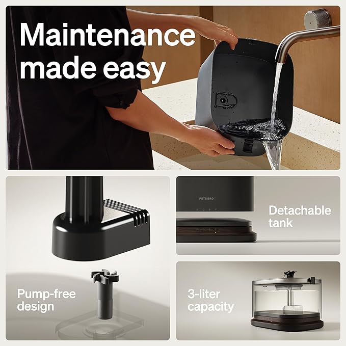 PETLIBRO Upgrade Cat Water Fountain, Cordless Cat Fountain Battery Operated, App Monitoring 3L/101oz Dockstream 2 Pet Water Fountain with Stainless Steel Tray, 5GHz WiFi Dog Water Bowl Dispenser