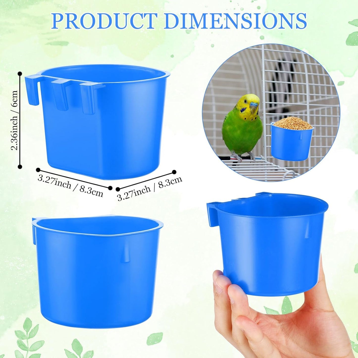 120 Pcs Cage Cups Chicken Birds Feeder Cups Plastic Hanging Chicken Feeders and Waterers 8 oz Feeding Bowl for Gamefowl Supplies Pet Pigeon Poultry Parrot Parakeet Rooster Rabbit(Blue)