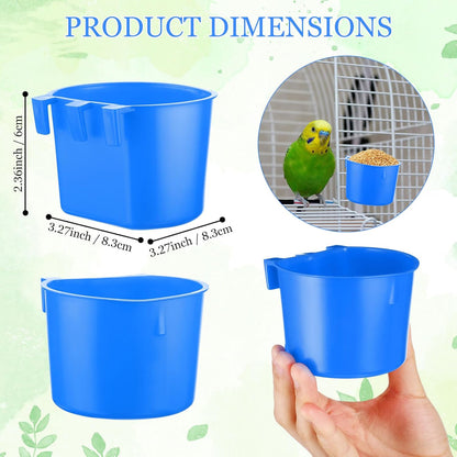 120 Pcs Cage Cups Chicken Birds Feeder Cups Plastic Hanging Chicken Feeders and Waterers 8 oz Feeding Bowl for Gamefowl Supplies Pet Pigeon Poultry Parrot Parakeet Rooster Rabbit(Blue)