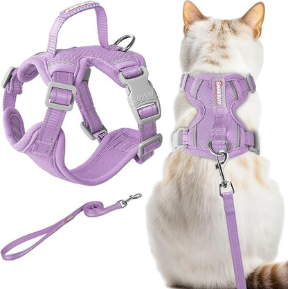 Cat Harness and Leash Set Escape Proof for Kitten Walking, Soft Adjustable Top Handle Vest Harnesses for Cats, Easy Control Breathable Reflective Small Medium Large, Violet Purple, XS