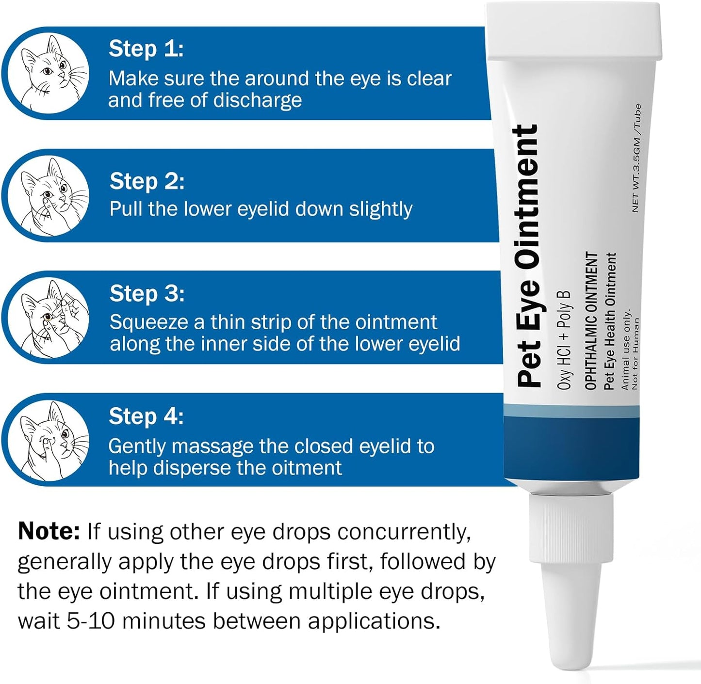Pet Health Eye Ointment for Cats, Dogs, Cattle, Sheep, Horses, Birds and Puppies, Kitten - 1 Tube 3.5g(1/8oz)