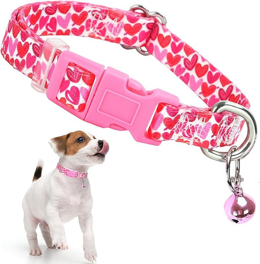 XXS Dog Collar,Puppy Collars with Bells Pretty Flower Dog Collar for XS Small Tiny Pet Female Dogs Kitten xs