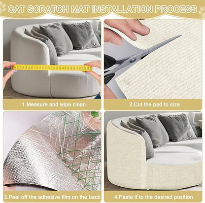 Cat Scratching Mat, 118.5"x15.9" Trimmable Self-Adhesive Cat Scratch Carpet,Couch Protector from Cats Claw, Furniture Corner Protectors for Cats,Indoor Furniture Protection for Chair,Wall,Sofa(White)