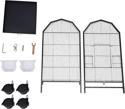 Bird Cage, Metal Pet Bird Flight Cages Large Finch Bird Cage with Stand for Parrots Cockatiels Conure Budgie Canary Finch Lovebird