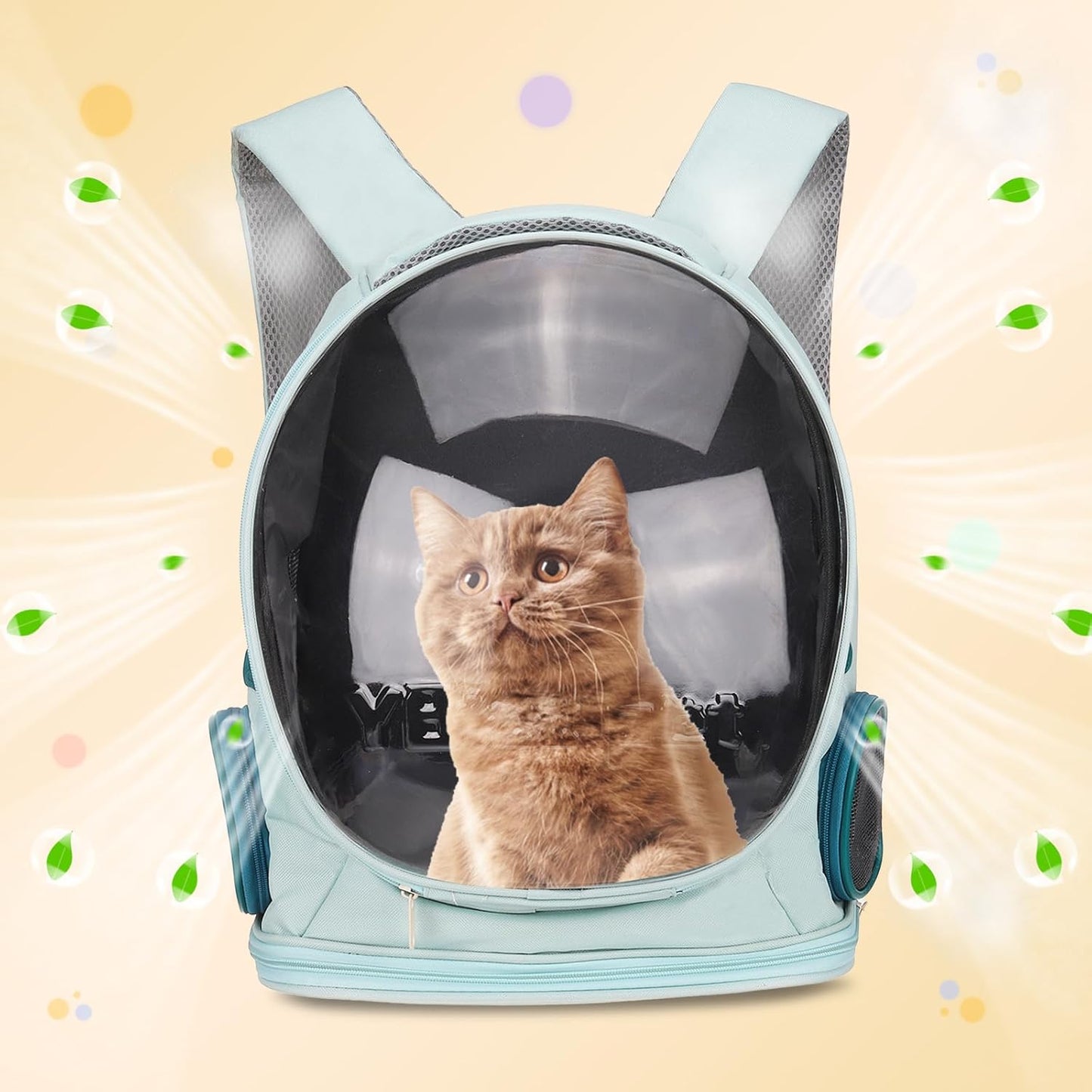 Pet Backpack Carrier, Portable and Ventilated, Oxford Cloth, Dog Cat Travel Bag with Transparent Cover 12.99", (Blue, 1 Pcs), Intended for Hiking/Camping/Traveling