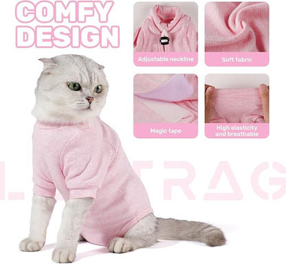 Breathable Cat Recovery Suit for Female/Male, Anti-Licking Kitten Onesie - Cat Surgery Pajamas with Sleeve After Spay, Prevent Shedding, Abdominal Wounds, Skin Diseases or E-Collar Alternative