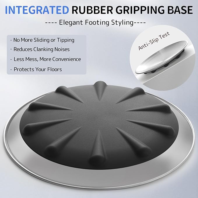 304 Stainless Steel Cat Plates for Wet food, 6.7" Shallow/Wide Whisker Friendly Cats Food Bowls, Non-Slip Silicone Base,Easy to Clean Indoor Cat Feeding Dishes, 6 Pack