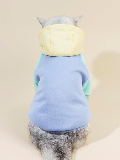 QWINEE Basic Dog Hoodie Sweatshirt Puppy Sweater Warm Cat Costumes Pet Clothes for Chihuahua Puppy Kitten Small Medium Dogs Yellow and Blue X-Small