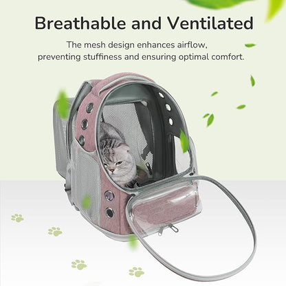 Cat Backpack Carrier for Large Cats, Expandable Cat Bubble Backpack, Dog Carriers for Small Medium Dogs, Airline Approved Pet Carrier for Travel Hiking Outdoor(Khaki)