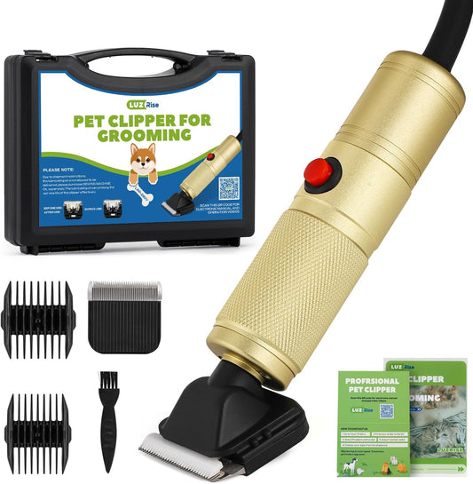 Pet Grooming Clippers 280W for Thick Heavy Coats, 2000-6000rpm Stepless Speed Control & 10ft Power Cord, Low Noise< 50db, Dog Trimmer Kit with Extra Detachable Blade (280W)
