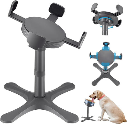 Dog Bowls Elevated Adjustable Stand, Raised Bowl with 3 Heights & Tilted Feeding Stand, Compatible with Various Bowls, for Medium & Large Breeds (1 Pack) Grey