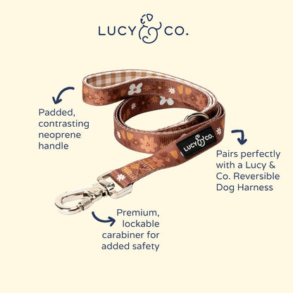 Lucy & Co. 5 Foot Designer Dog Leash for Small, Medium or Big Dogs or Puppies Puppy - Pet Accessories & Supplies -(Chocolate Meadow, Small)