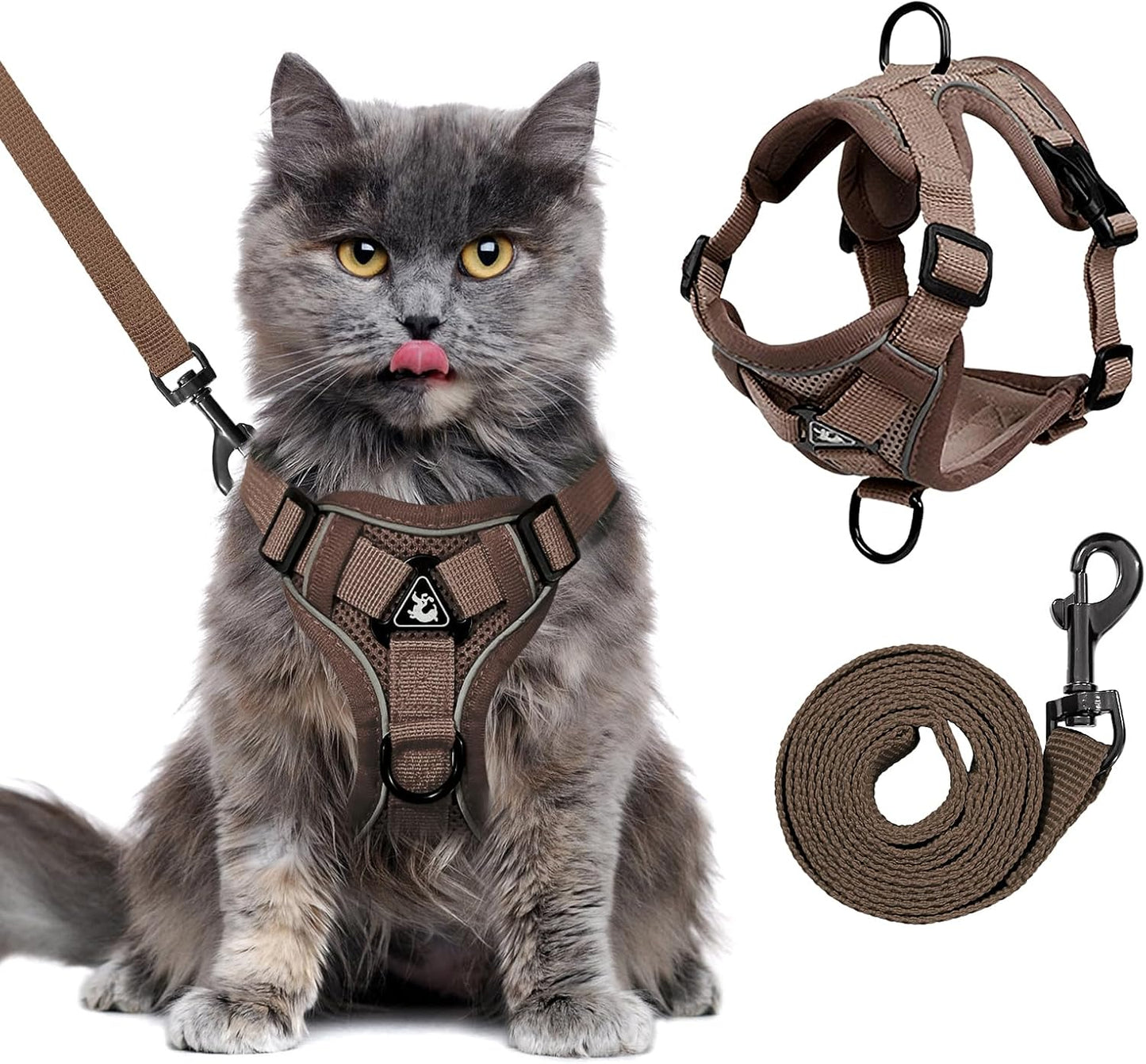 XL Cat Harness Escape Proof for Heavy Cats - Adjustable Vest Leash Set with 4 Buckles, Reflective Breathable Mesh for Extra Large Cats