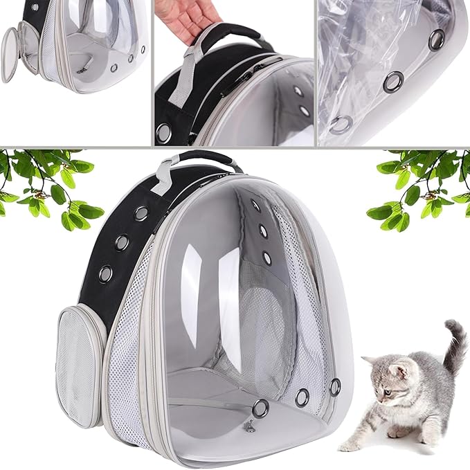 Front Expandable Large Cat Backpack Carrier, Fit up to 20 lbs, Space Capsule Bubble Window Pet Carrier Backpack for Large Fat Cat and Small Puppy