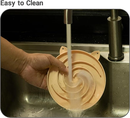 Slow Feeder Cat Bowl, Easy to Clean Silicone Bowl, Ideal for Dry and Wet Food (Yellow and Blue)