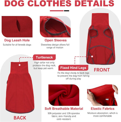 ROZKITCH Dog Winter Coat Soft Pullover Pajamas, Pet Windproof Warm Cold Weather Jacket Vest Cozy Jumpsuit Apparel Outfit Clothes for for Chritmas Walking Sleep BrightRed S