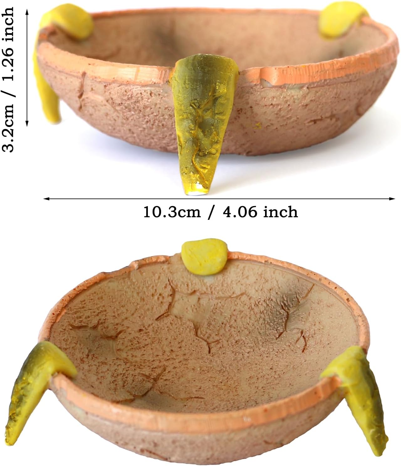 Food/Water Dish for Reptiles, Amphibians and Other Little Critters Water/Food Bowl, Made from Premium Resin (Orange-Brown Bowl)