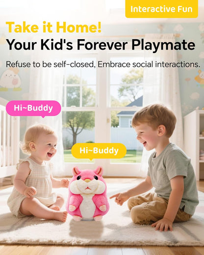 Talking Hamster Repeats What You Say,2025 Top Christmas Funny Gifts,Toddler Toys for Ages 2-4 5-7 8-13 Girls Pink Stocking+Stuffers Kids Interactive Dolls,a Most Popular Stuffed Animal Plush