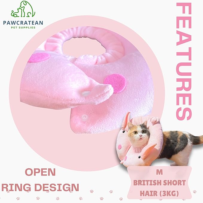 Adjustable Comfy Flower Style Elizabeth Collar for Cats Puppies Soft Recovery Cone Pet Protective Neck Collar (Pink Pig (Open Ring), Small)