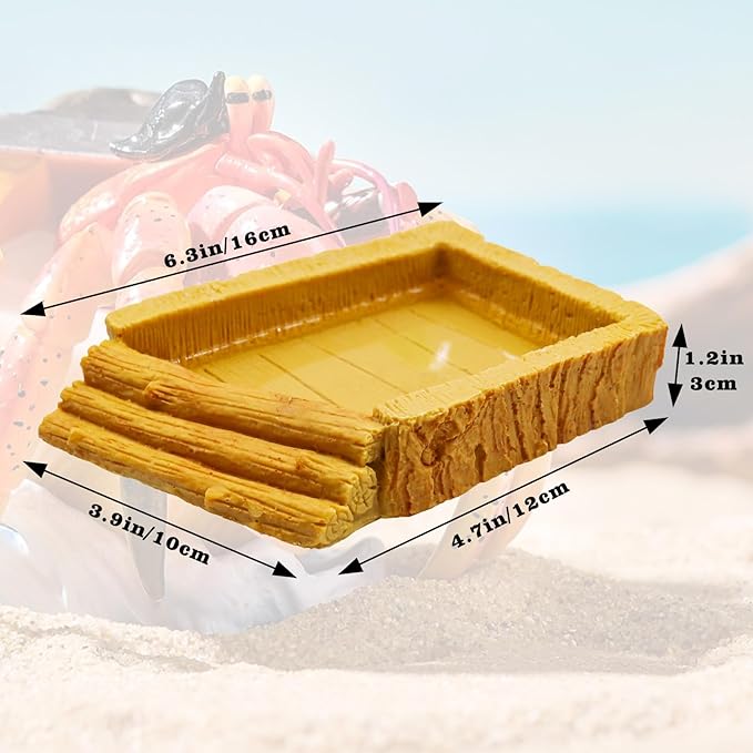 Hermit Crab Pool, Resin Reptile Water Bowl & Bathing Dish, Aquarium Tank Cage Habitat Accessories for Small to Medium Hermit Crab Turtles Lizard Frog Gecko Bearded Dragon