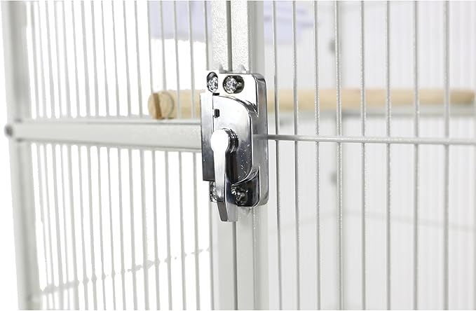 76" Extra Large Double Stackable Wrought Iron Breeding Bird Flight Parrot Cockatiel Conure Breeder Separate Cages Nesting Box Doors Easy Clean Pull Out Grate Tray Detachable Rolling Stand