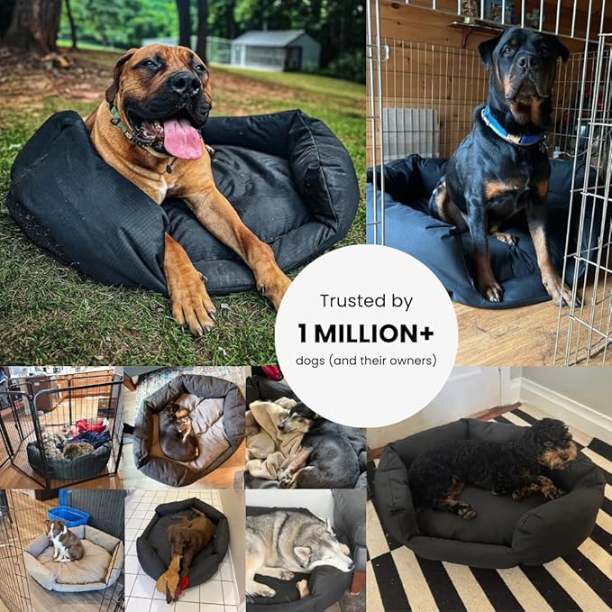 K9 Ballistics Tough Ripstop Oval Bolster Dog Bed, Calming Round Den Shape, Scratch Resistant, Machine Washable - Small, Titanium Premium Finish