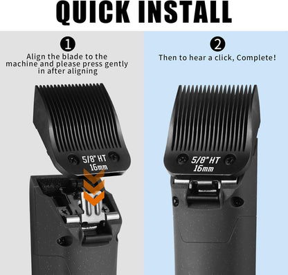 3 Pack 5/8HT Detachable Dog Grooming Steel Blades,Compatible with Andis,Oster A5,Wahl KM-10 Series,Cut Length 5/8" 16MM （Black）