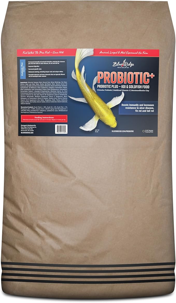 Blue Ridge Fish Food [50lb], Probiotic Plus 3/16" Floating Pellet, Koi and Goldfish