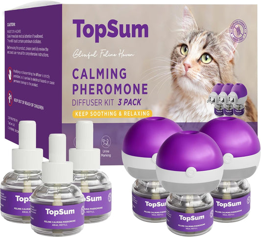 Cat Pheromones Calming Diffuser: Premium Pheromone Diffuser for Cats - Cat Pheromones Diffuser - Cat Calming Diffuser - Cat Calming Pheromone Diffuser, 3 Pack (Purple)