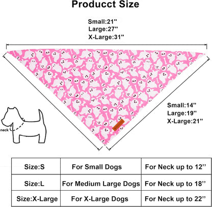 ADOGGYGO Halloween Dog Bandana, Pink Pumpkin Ghost Pet Scarf, Premium Durable Fabric, Adjustable Fit Female Halloween Bandanas for Medium Large Dogs Pets (Large)