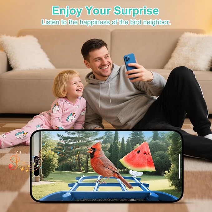 Smart Bird Feeder with Camera,AI Identify Birds Species,Auto Record 2K Birds Video in Backyard Garden,Live View,Instant Notifications，Solar Powered Charging,Ideal Gift for Family and Bird Lovers