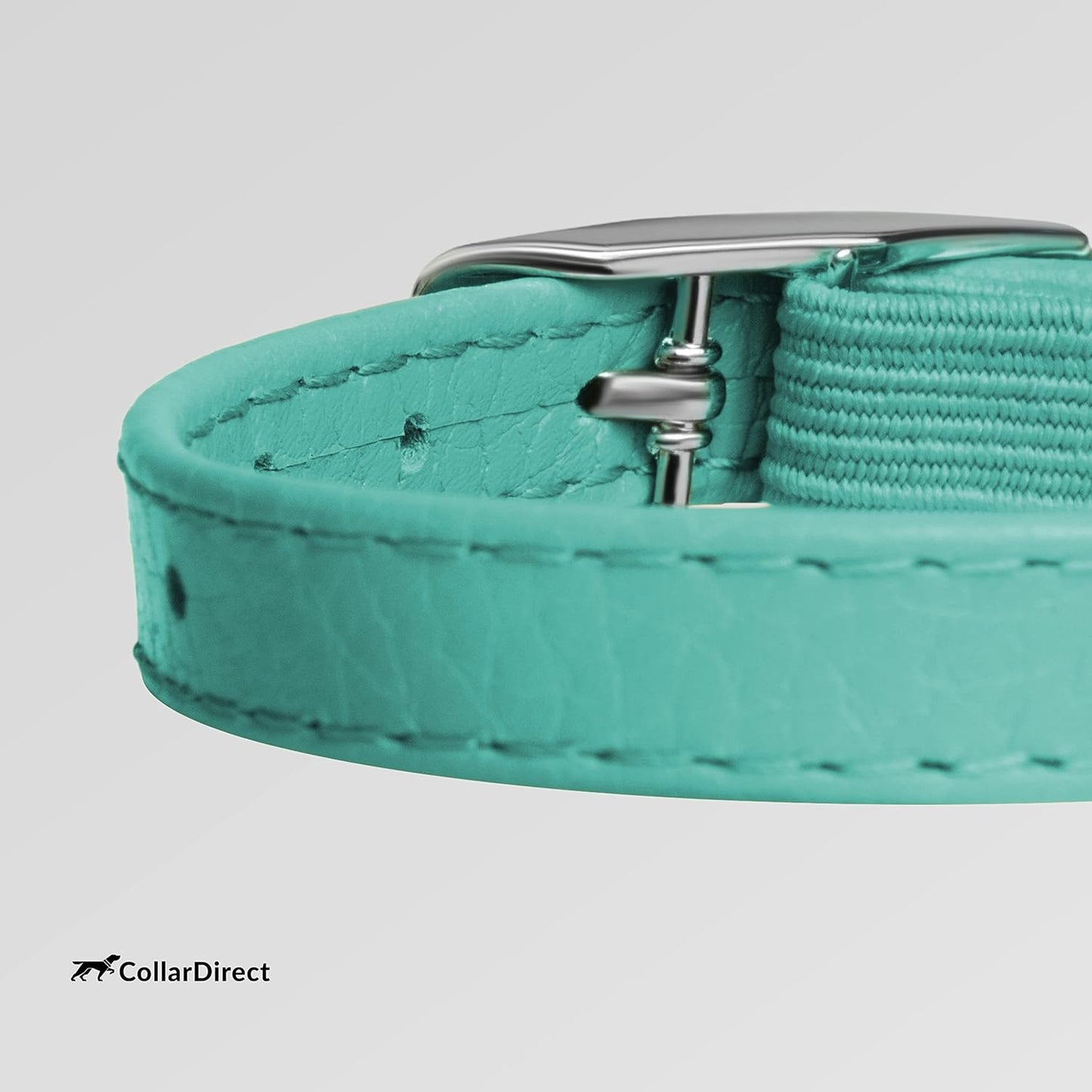 CollarDirect Leather Cat Collar, Cat Safety Collar with Elastic Strap, Kitten Collar for Cat with Bell Black Blue Red Orange Lime Green (Neck Fit 6"-7", Mint Green)