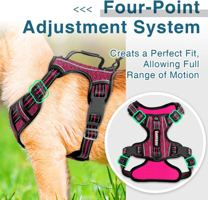 BARKBAY Dog Harness No Pull with ID Tag Pocket - Heavy Duty, Reflective, Easy Control for Small Dogs(Pink/Black,S)
