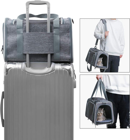 Cat Carrier - Portable Foldable Dog Pet Carrier, Soft-Sided Pet Bag up to 15 Lbs, Airline Approved Travel Puppy Carrier