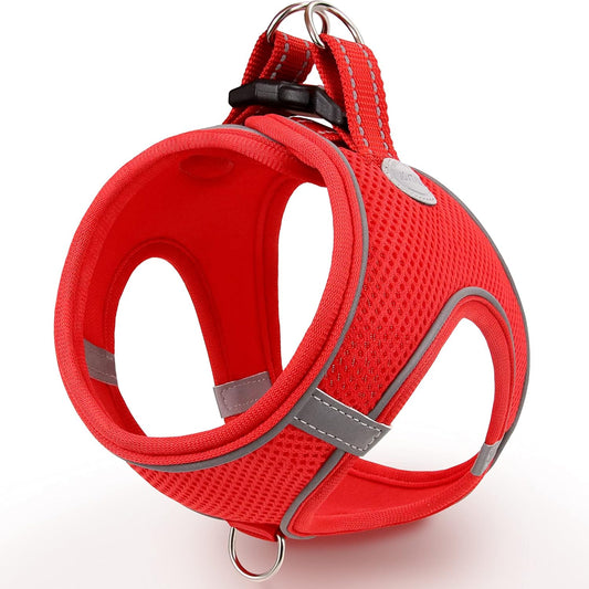 Joytale Small Dog Harness, Breathable Mesh Step-in Vest, Reflective Soft Padded Harnesses for Small and Medium Dogs, Red, M