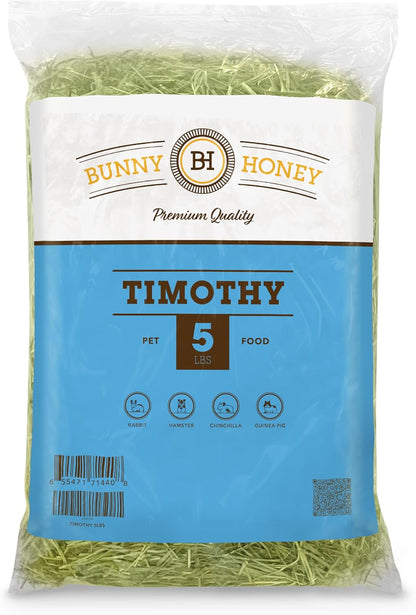 Bunny Honey Timothy Hay for Adult Rabbits, Guinea Pigs & Small Pets High-Fiber, Supports Digestive Health & Dental Care, Non-Blended & Fresh Cut